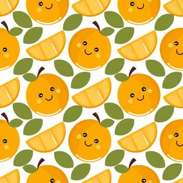 Orange seamless pattern with cheerful face Illustrazione stock
