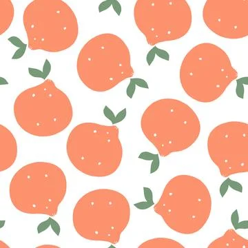 Orange seamless pattern. Fruit elements ornament isolated on white Stock Illustration