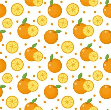 Orange seamless pattern. Mandarin citrus endless background, texture. Fruit.. Stock Illustration