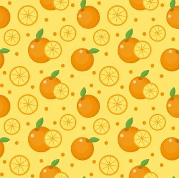 Orange seamless pattern. Mandarin citrus endless background, texture. Fruits  Stock Illustration