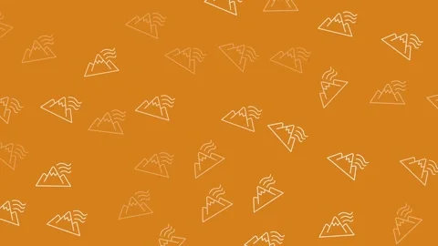 Orange Seamless Pattern with Mountain Line Icons and Stars Decorative Background Stock Footage 345539115