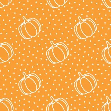 Orange seamless pattern with pumpkins Stock Illustration