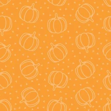 Orange seamless pattern with pumpkins Stock Illustration