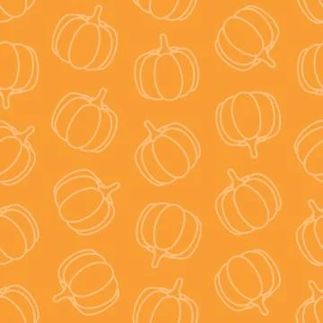 Orange seamless pattern with pumpkins Stock Illustration