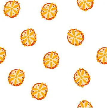Orange seamless pattern. Slices of ripe orange. Sweet summer fruit background Illustrazione stock