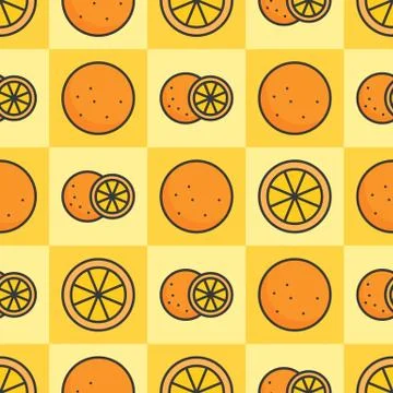 Orange seamless pattern, summer theme of tropical fruits 스톡 일러스트
