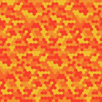 Orange seamless pattern vector hexagons of geometric shapes. Stock Illustration