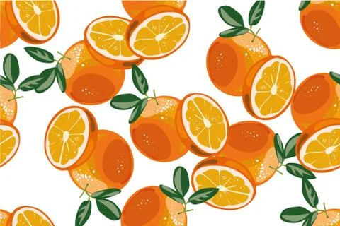 Orange seamless pattern vector on white background Stock Illustration