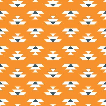 Orange seamless pattern with white Aztec elements Stock Illustration