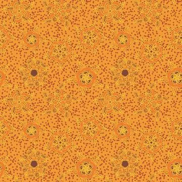 Orange seamless vector pattern with tudor roses Stock Illustration