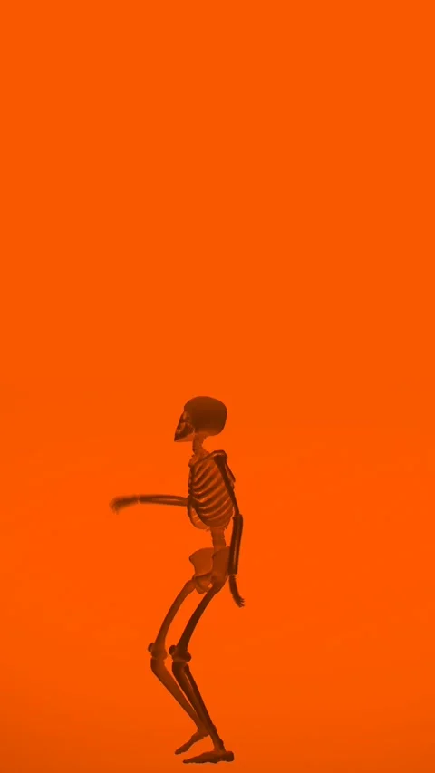 Orange seamless vertical video of a skeleton with a sensual dance. Funny 動画素材 336917053