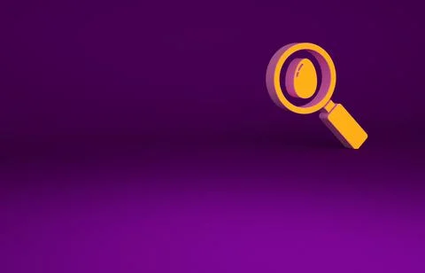 Orange Search and easter egg icon isolated on purple background. Happy Easter Illustrazione stock
