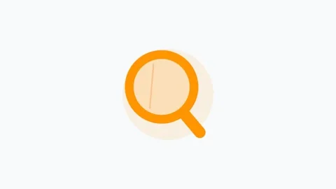 Orange search icon flat design icon for find magnify. Clean minimal motion Stock Footage 342622694