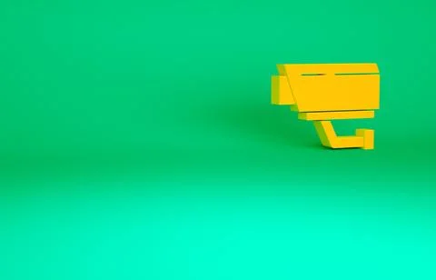 Orange Security camera icon isolated on green background. Minimalism concept. Stock Illustration