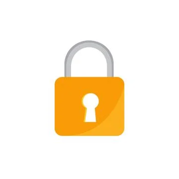 Orange Security Padlock Flat Vector Icon Stock Illustration