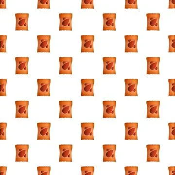 Orange seed packets repeating pattern creating background Stock Illustration