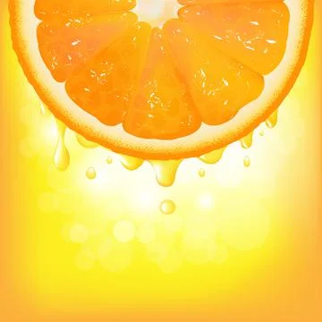 Orange Segment With Juice And Bokeh Stock Illustration