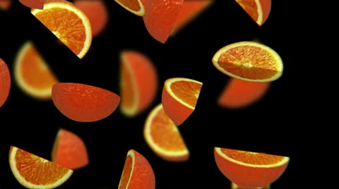 Orange segments falling on black background, seamless loop, CG 動画素材 65029044