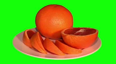 Orange with segments on plate Stock Footage 48121474