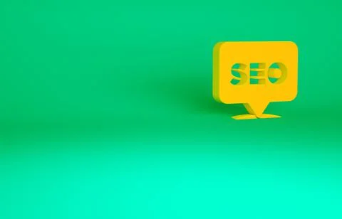 Orange SEO optimization icon isolated on green background. Minimalism concept Stock Illustration