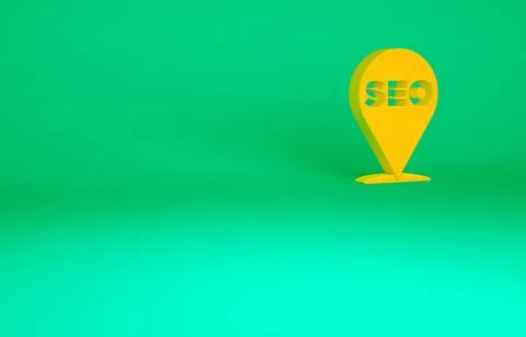 Orange SEO optimization icon isolated on green background. Minimalism concept 스톡 일러스트