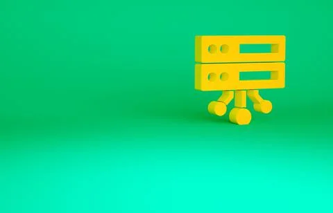 Orange Server, Data, Web Hosting icon isolated on green background. Minimalis Stock Illustration