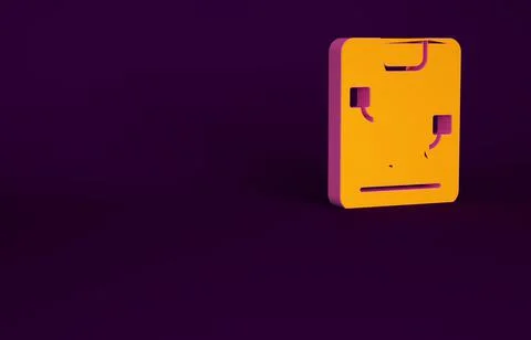 Orange Server, Data, Web Hosting icon isolated on purple background. Minimali Illustrazione stock