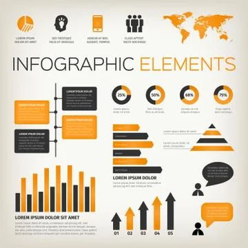 Orange set of infographic elements Stockillustratie