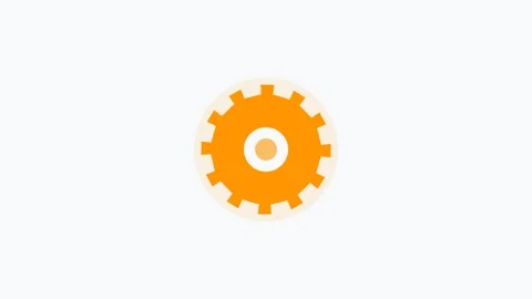 Orange settings gear icon flat design icon for configuration setup. Clean Stock Footage 342622681