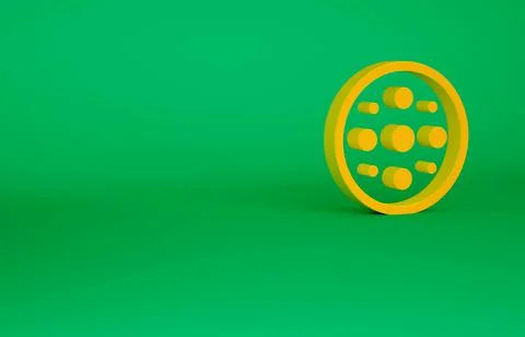 Orange Sewing button for clothes icon isolated on green background. Clothing  Stock Illustration