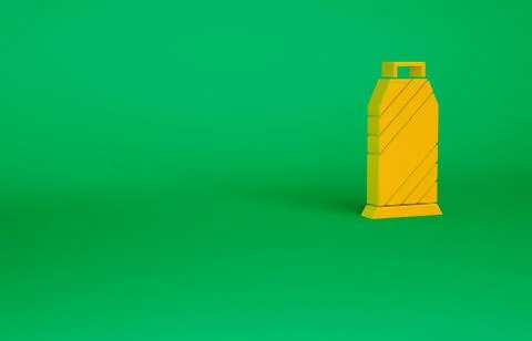 Orange Sewing thread on spool icon isolated on green background. Yarn spool.  Illustrazione stock