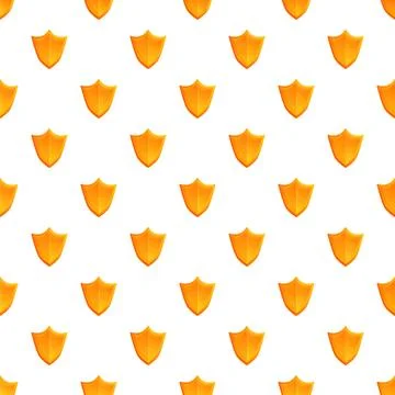 Orange shield icons creating a seamless protection pattern Stock Illustration