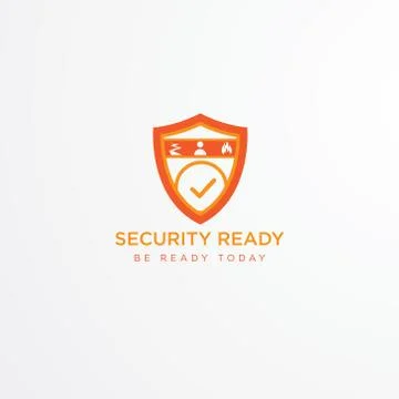 Orange shield logo design Stock Illustration