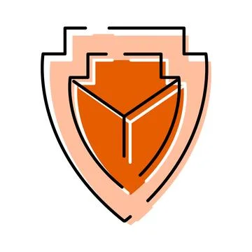 Orange shield vector icon protecting digital security data Stock Illustration