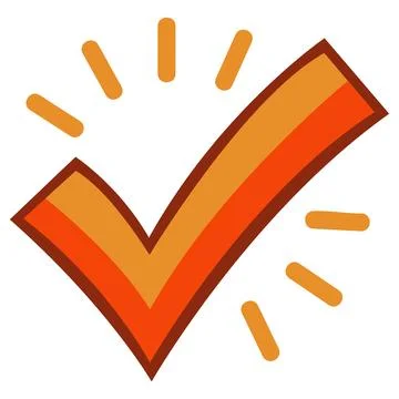 Orange shining dynamic check mark icon symbol Stock Illustration