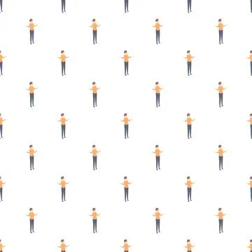 Orange shirt man pattern expressing confusion and doubt Illustrazione stock