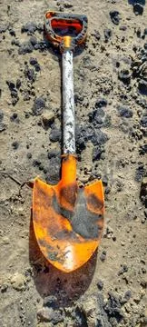 Orange Shovel While Landing Stock Photos