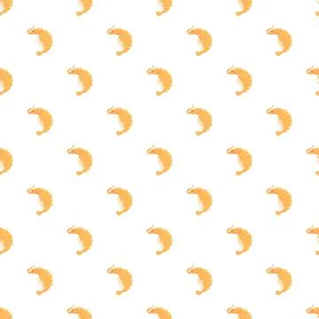 Orange shrimp seafood seamless pattern background Illustrazione stock