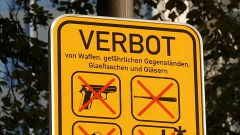 Orange Sign Weapon ban, Germany Stock Footage 119774904