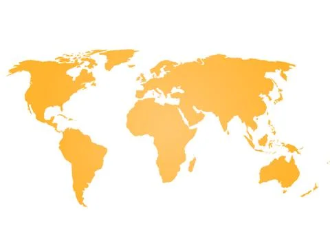 Orange silhouette of world map. Simple flat vector illustration Illustrazione stock