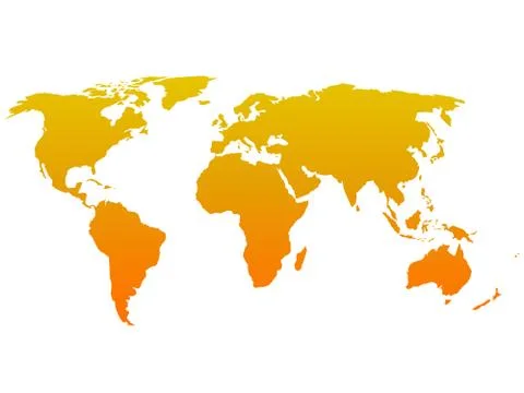 Orange silhouette of world map. Simple flat vector illustration Illustrazione stock