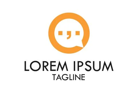 Orange Simple Circle Bubble Chat Logo Design	 Stock Illustration