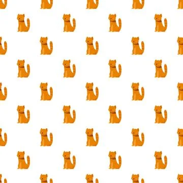 Orange sitting cat seamless pattern background 스톡 일러스트