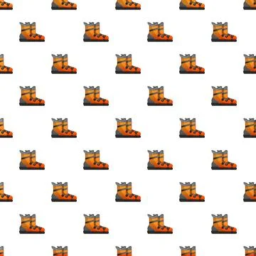 Orange ski boots seamless pattern for winter equipment Stockillustratie