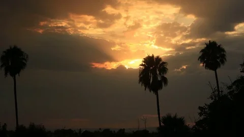 Orange skies turn dark - time lapse Stock Footage 80357858