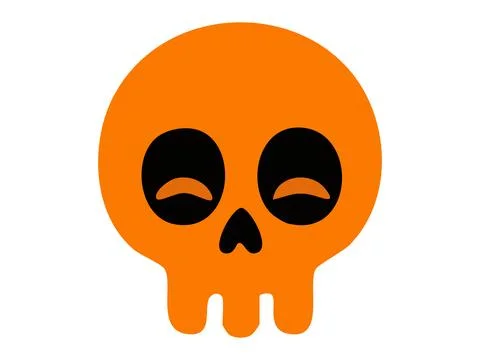 Orange skull with eye sockets on white background, graphic illustration. concept Stock Illustration