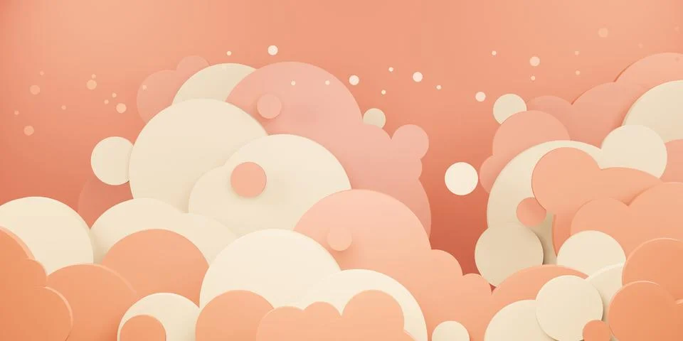 Orange sky and clouds evening at sunset paper cut style 3D illustration Illustrazione stock