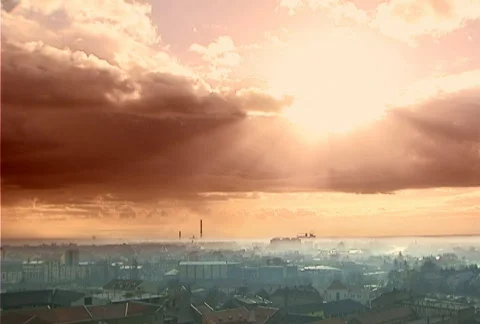 Orange Sky and Clouds Timelapse Stock Footage 594747