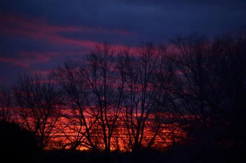 Orange sky at dusk Foto stock