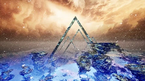 Orange Sky Geometric Structure VFX Scene Stock Footage 322211864